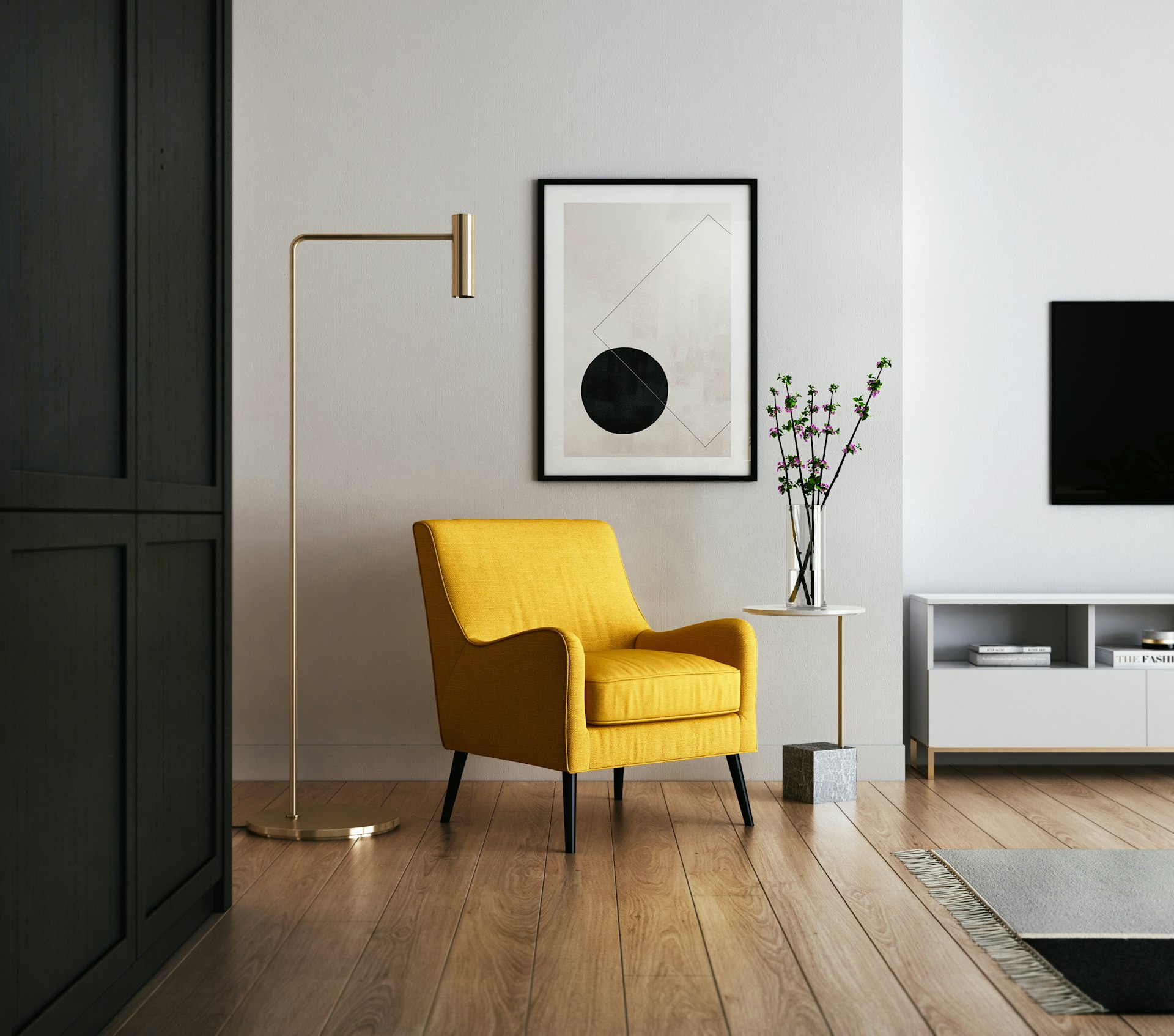 Wohnzimmer eines Elternhauses, das nach einem Erbfall bewertet wird